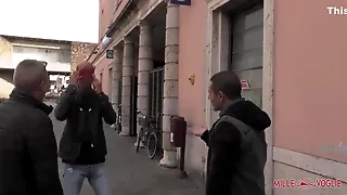 A nasty Italian slut gets her pussy railed by a bunch of cocks in HD