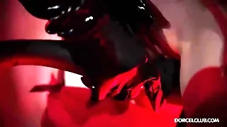 The first time of three sluts wearing latex for sex with each other