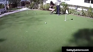 Hot Mexican housewife Gabby Quinteros gets her pussy railed by a golf club