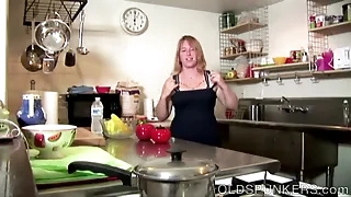 Horny housewife with big tits enjoys solo masturbation